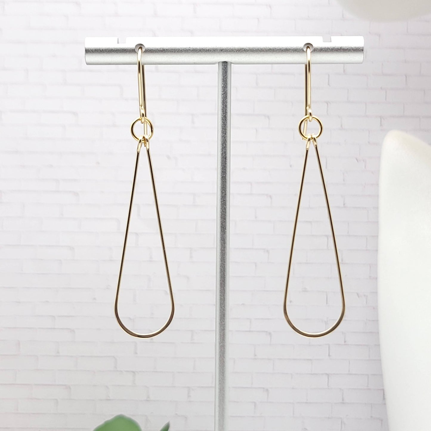 Long Gold Hoops - Handmade Earrings 