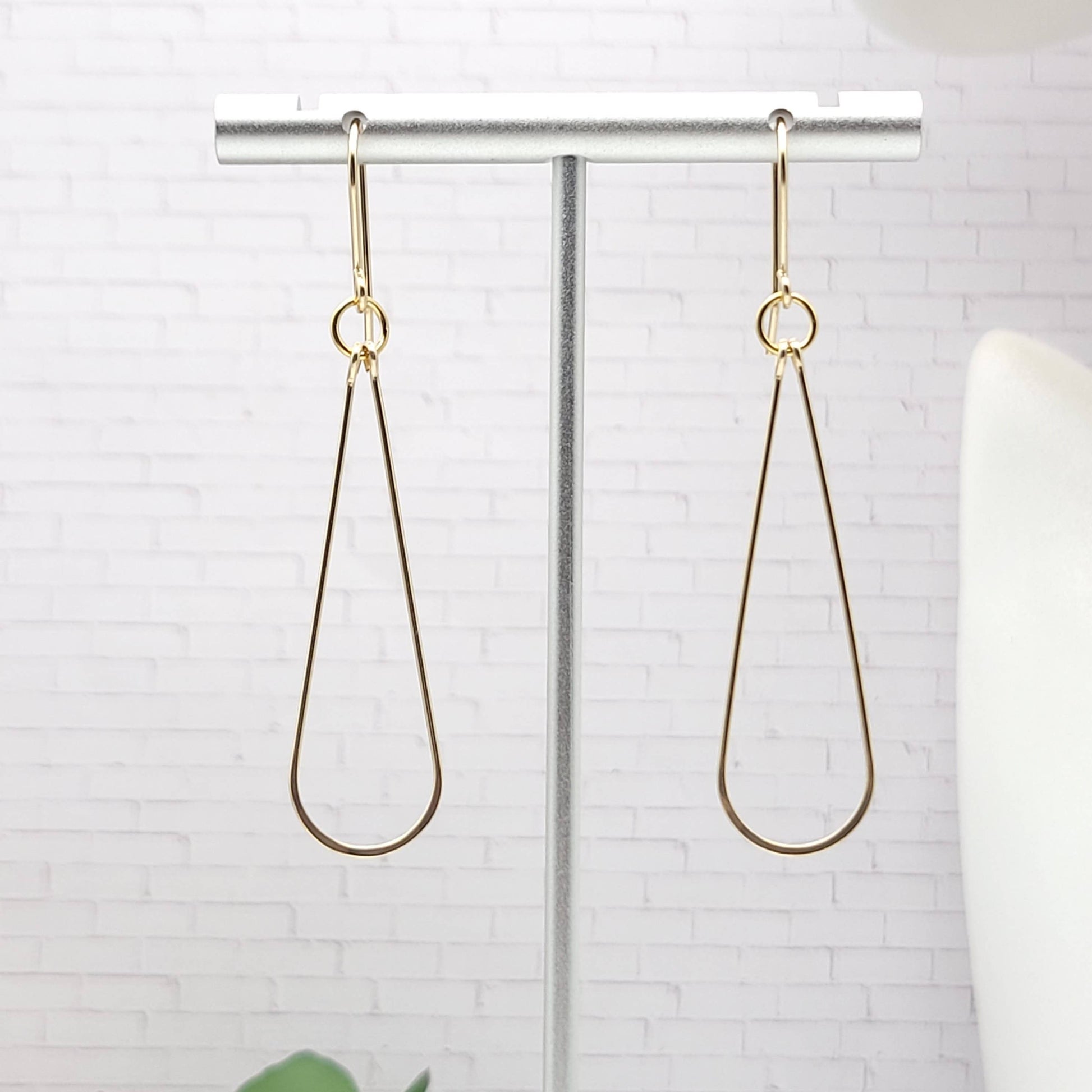 Long Gold Hoops - Handmade Earrings 