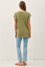 Load image into Gallery viewer, Fern Raw Edge V-neck Tee
