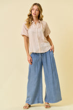 Load image into Gallery viewer, Denim Pleated Wide Leg Pants 
