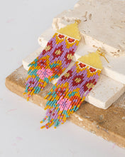 Load image into Gallery viewer, Beaded Handwoven Huipil Fringe Earrings
