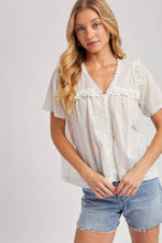 Load image into Gallery viewer, Lace Trimmed Button Down V-Neck Top
