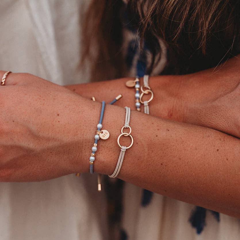 "Sisters" Gold and Pearl Shareable Hair Tie Bracelet Set 