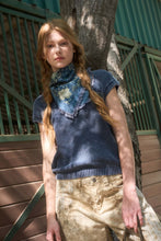 Load image into Gallery viewer, Navy Washed Short Sleeve Sweater Top
