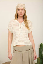 Load image into Gallery viewer, Lace Up Neck Crochet Top
