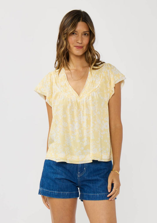 Flutter Sleeve V-Neck Floral Top 
