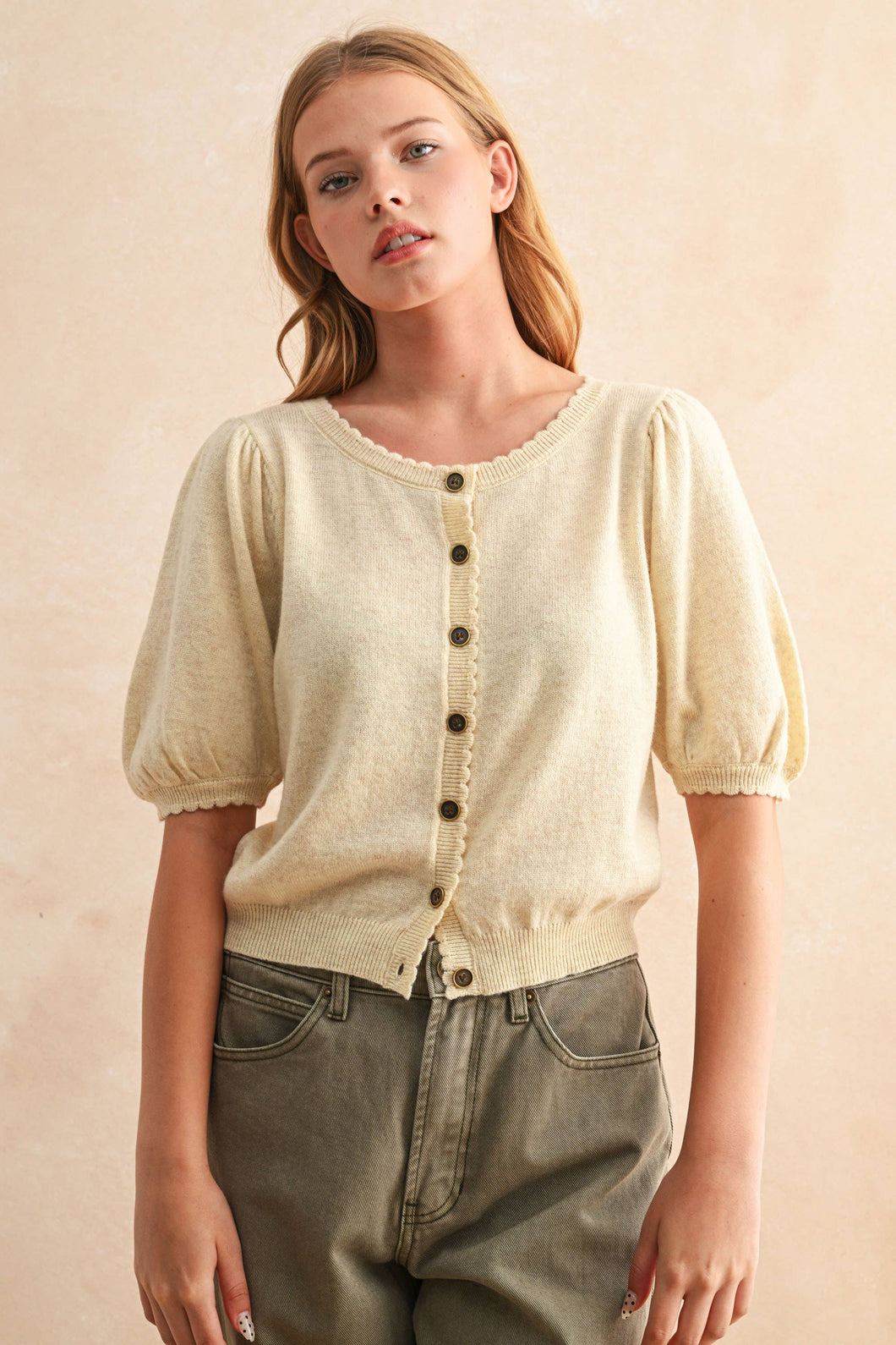 Butter Puff Sleeve Cardigan
