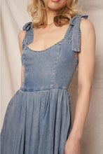 Load image into Gallery viewer, Shoulder Tie Denim Midi Dress
