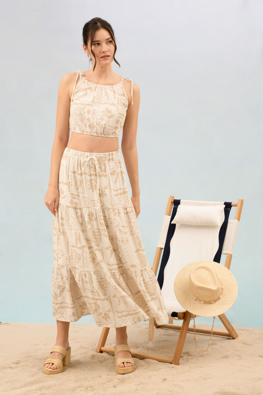 Floral Tiered Midi Skirt