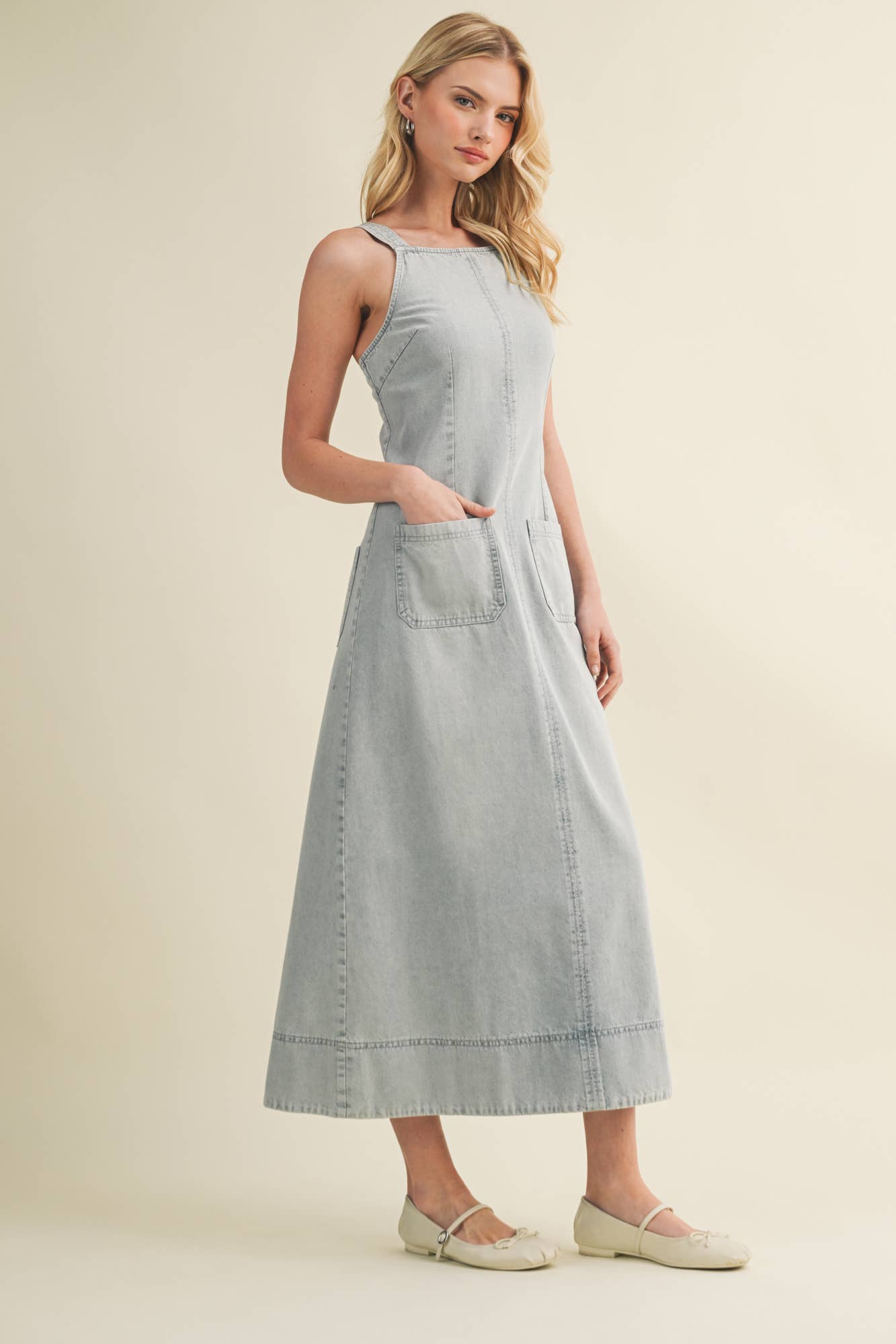 Structured Apron Neck A-Line Dress