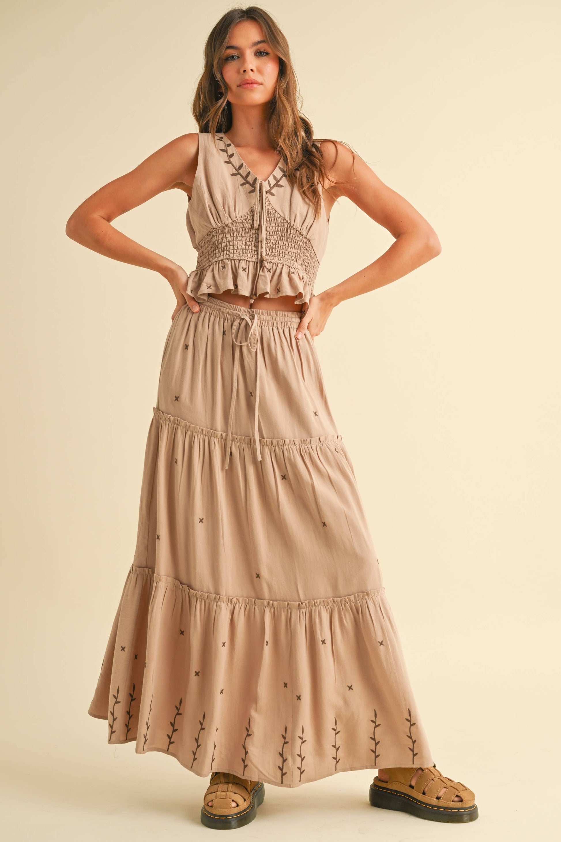 Embroidered Maxi Skirt 