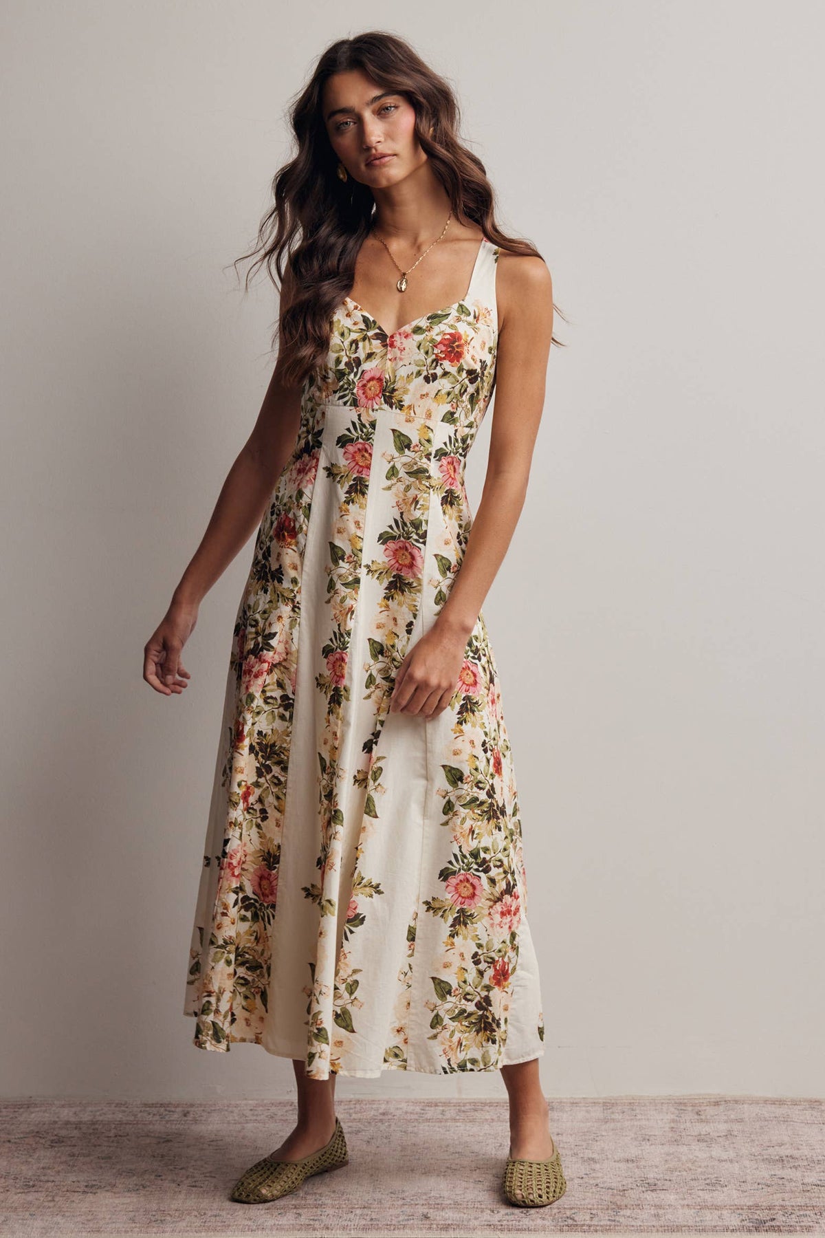 Floral Panel Midi Dress
