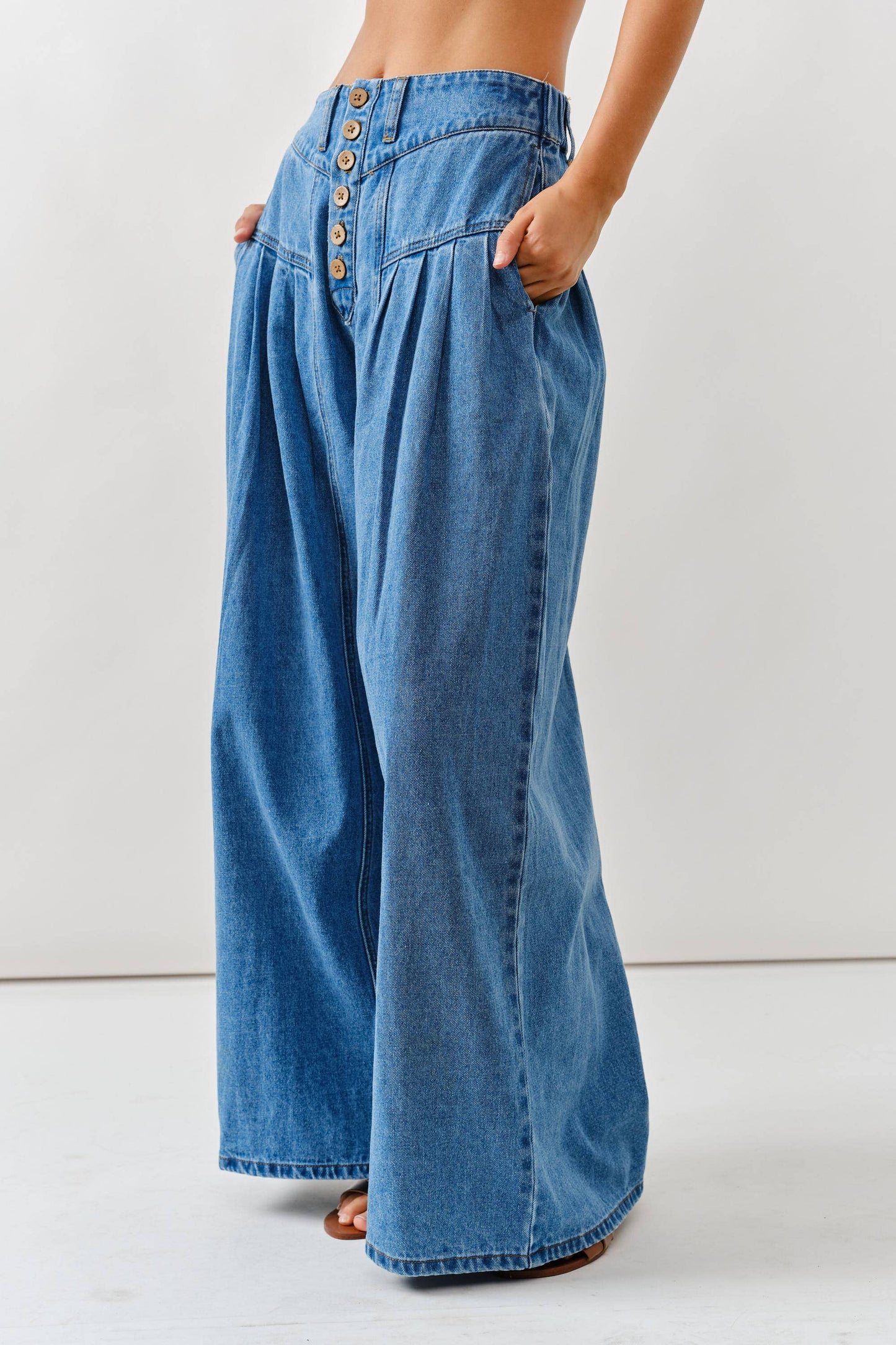 Front Button Flare Jeans