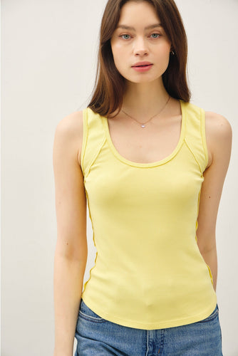 Yellow Raw Hem Tank Top Be Cool