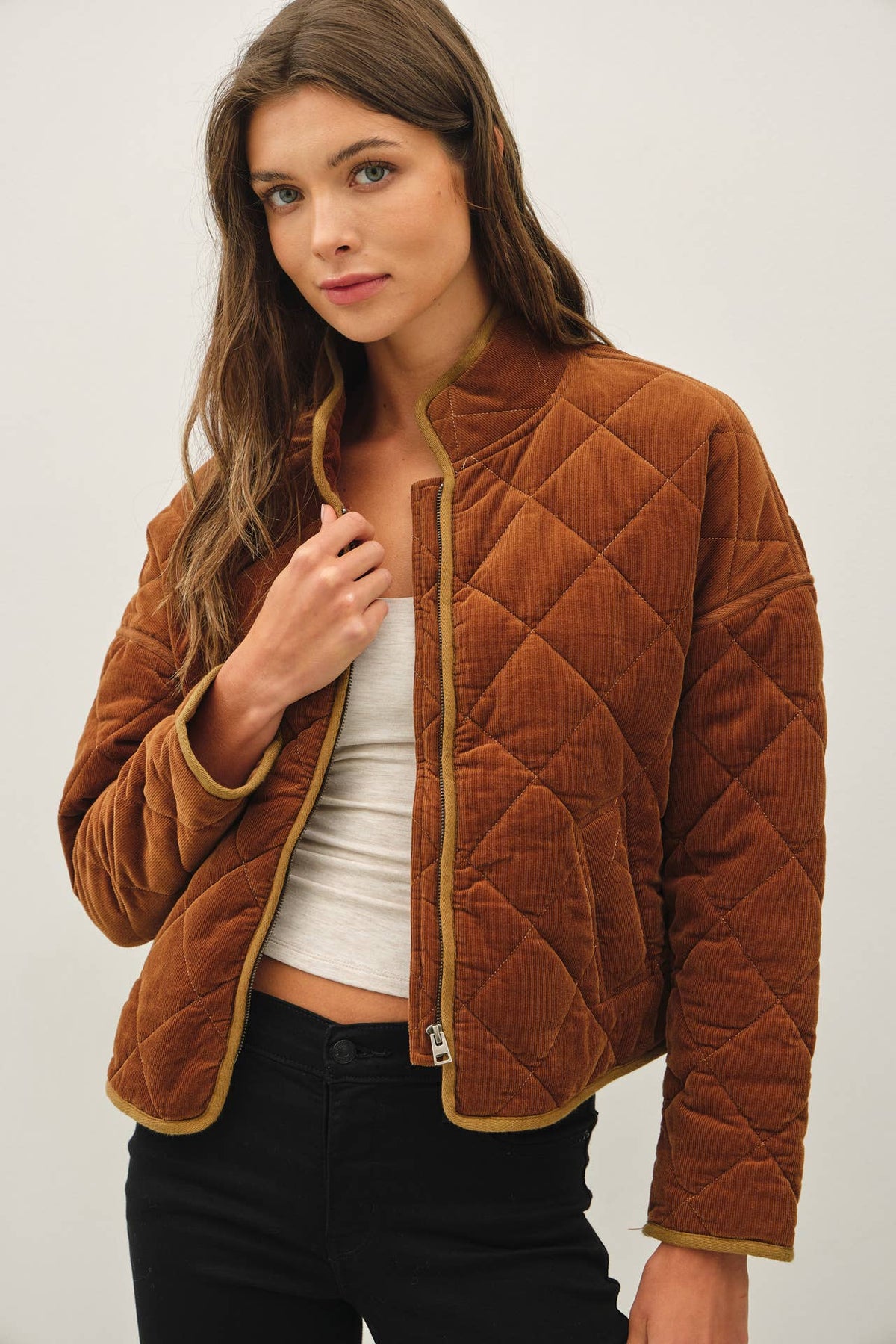 Quilted Corduroy Cropped Jacket