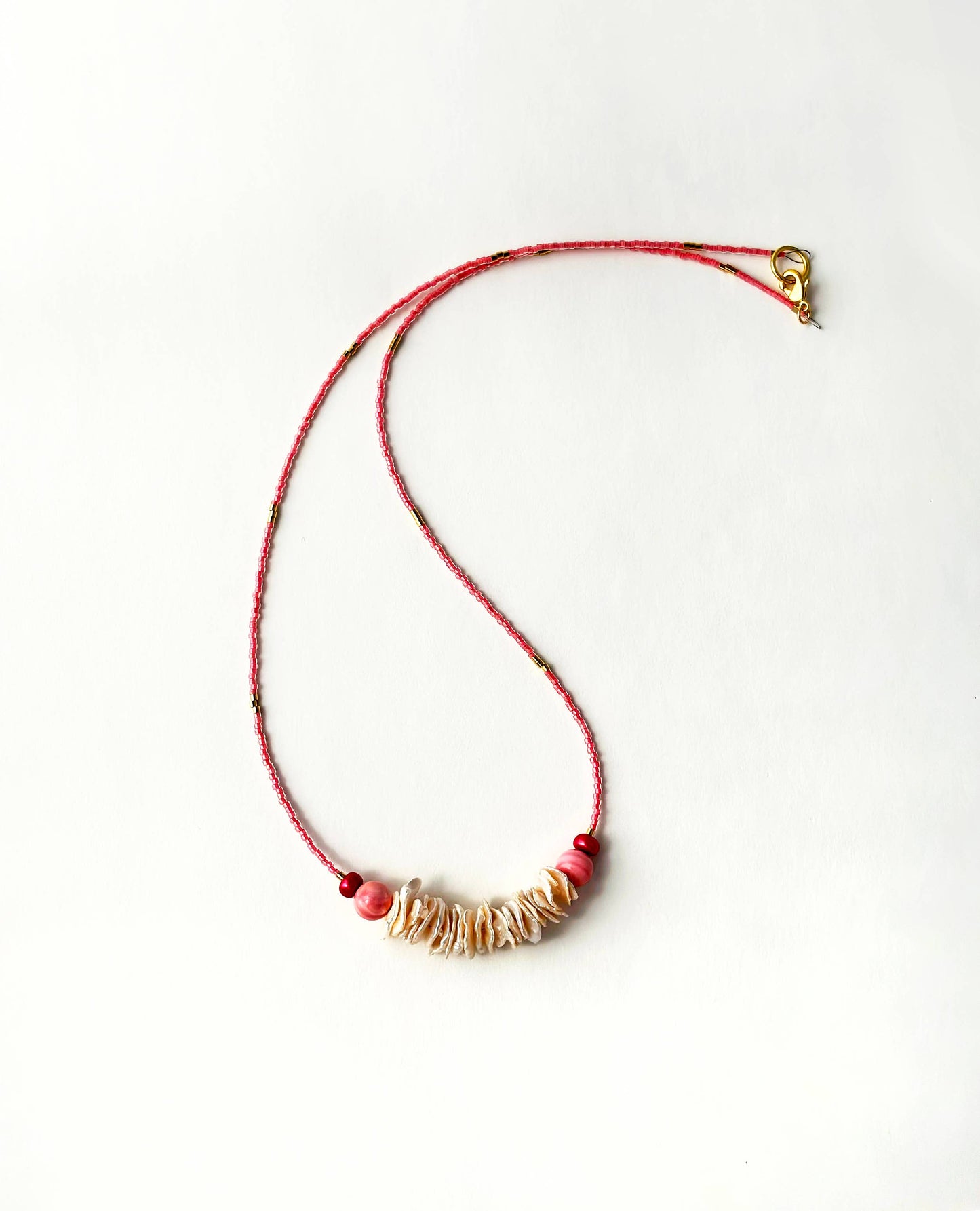 Long Pink Keshi Pearl Necklace | Colored Gemstone