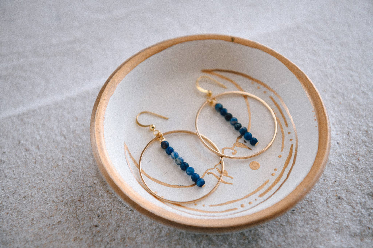 Gemstone and Gold Plated Drop Hoop Earring 