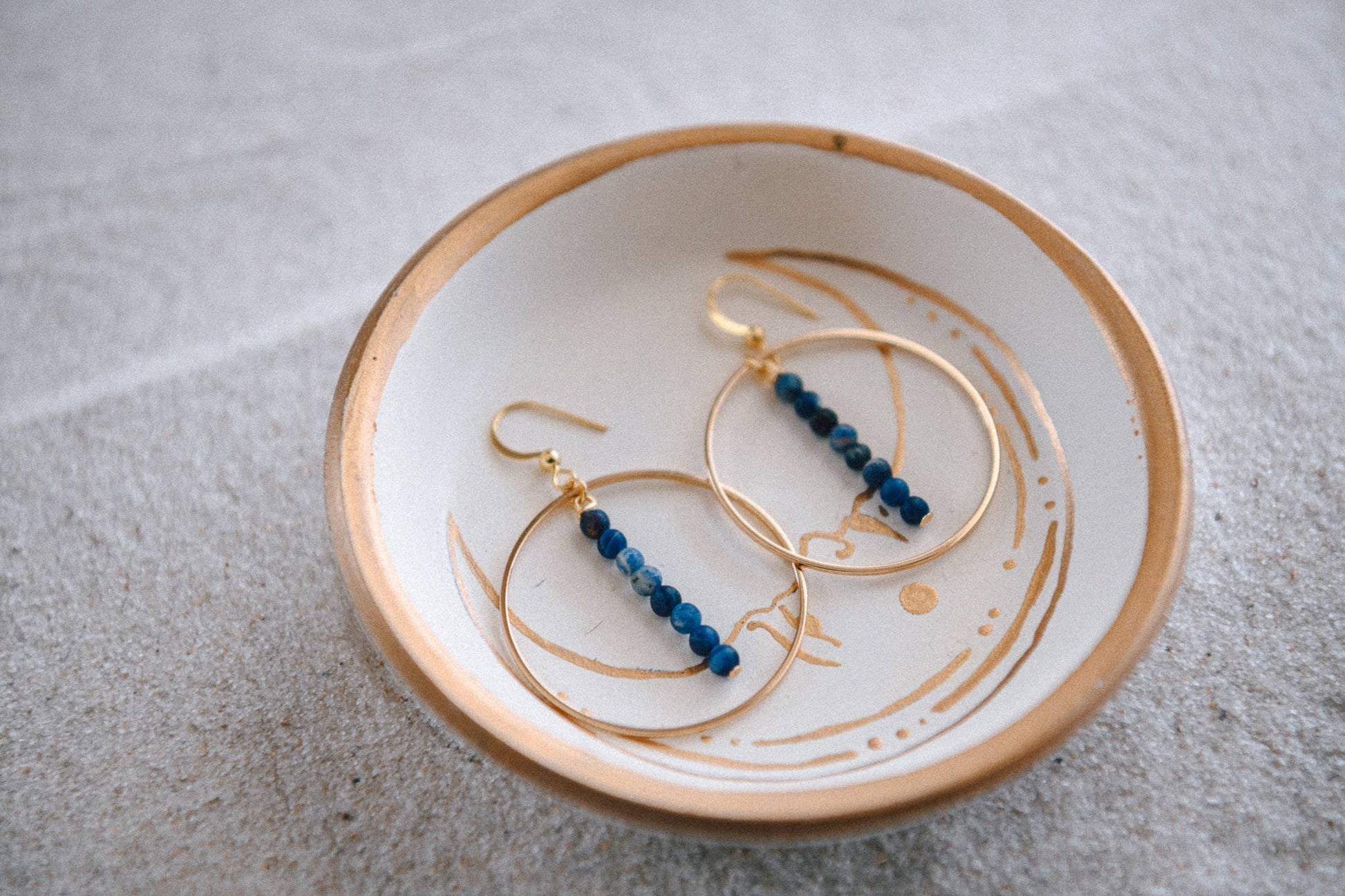 Gemstone and Gold Plated Drop Hoop Earring 