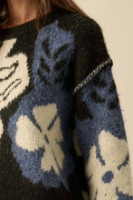 Load image into Gallery viewer, Fuzzy Floral Jacquard Sweater
