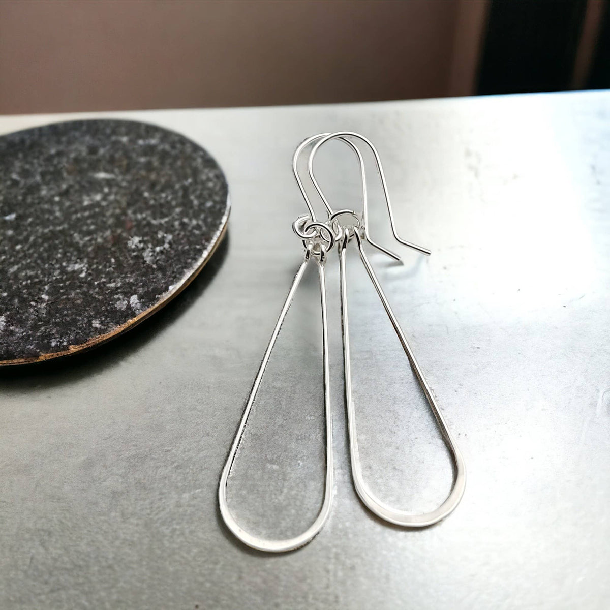 Sterling Silver Hoops - Hammered Earrings 