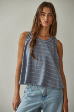 Load image into Gallery viewer, Blue Striped Round Neck Tank By Together
