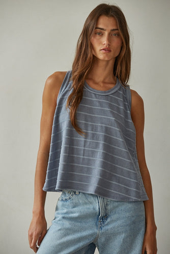 Blue Striped Round Neck Tank By Together