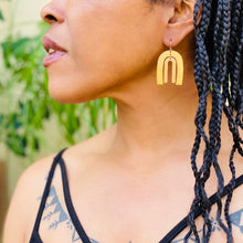 Load image into Gallery viewer, Brass Fan Leaf Earrings
