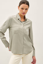Load image into Gallery viewer, Tencel Rolled Cuff Button Up Blouse
