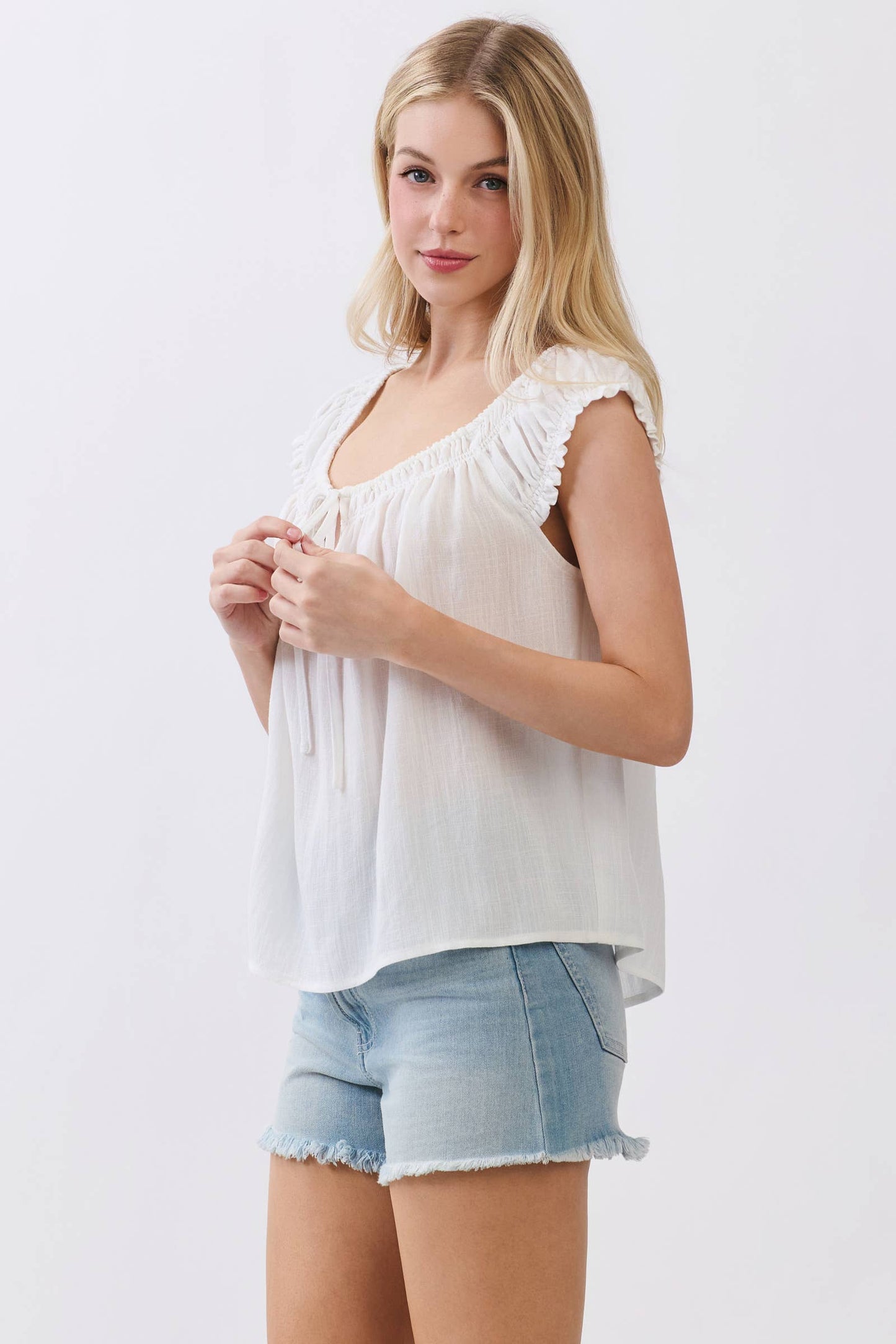Sleeveless Peasant Blouse