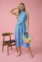 Load image into Gallery viewer, Sleeveless Chambray Midi Dress
