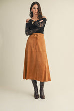 Load image into Gallery viewer, Drawstring Suede A-Line Skirt
