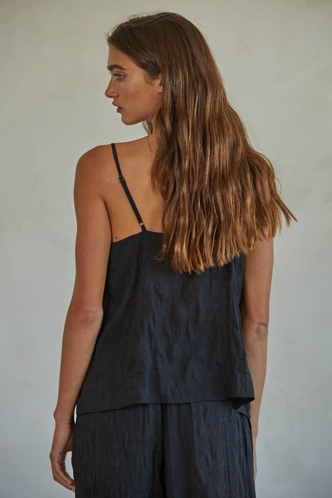 Woven Polyester V-Neck Spaghetti Strap Top