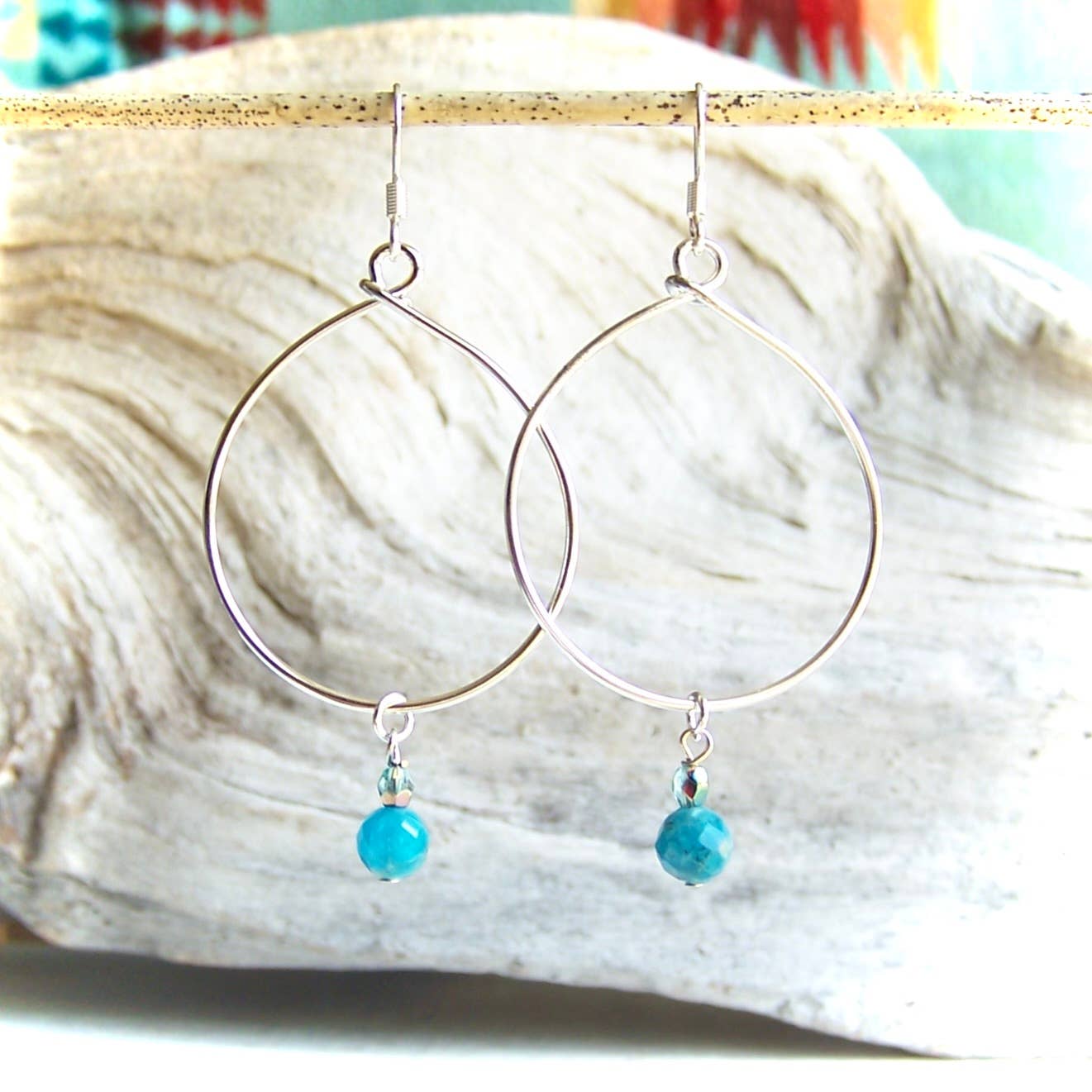 Gemstone Hoop Earrings - Apatite