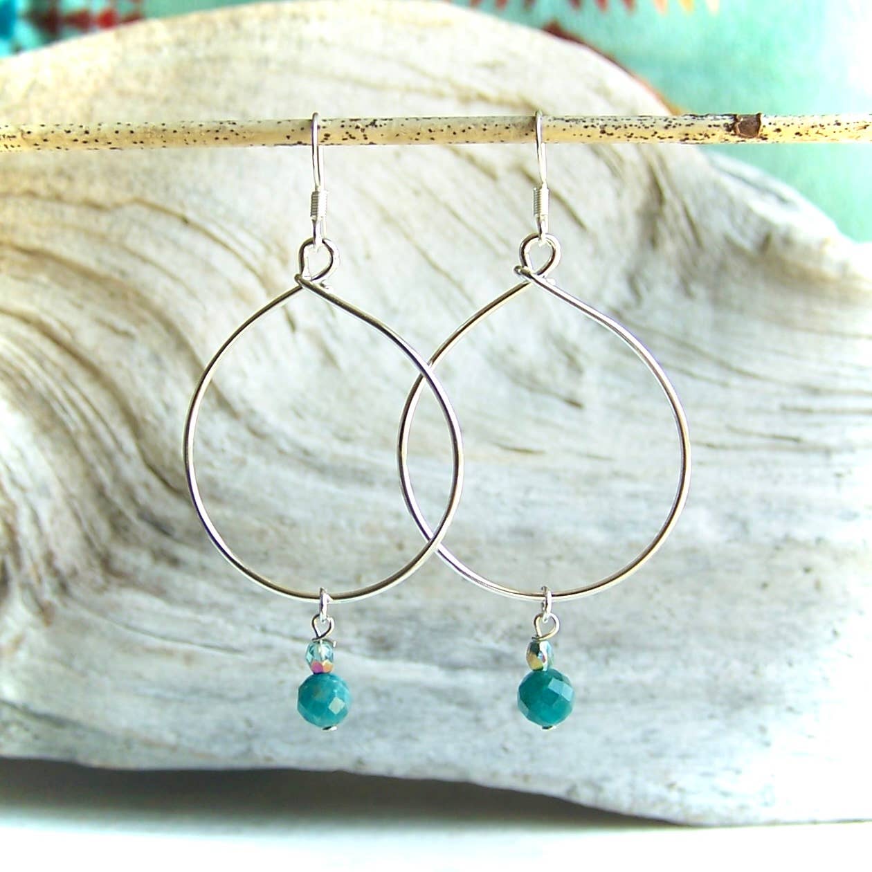 Gemstone Hoop Earrings - Apatite