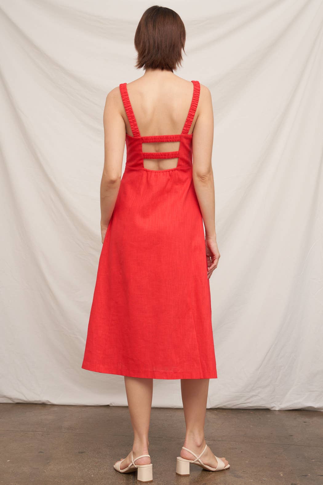 Sleeveless Open-Back Midi Dress