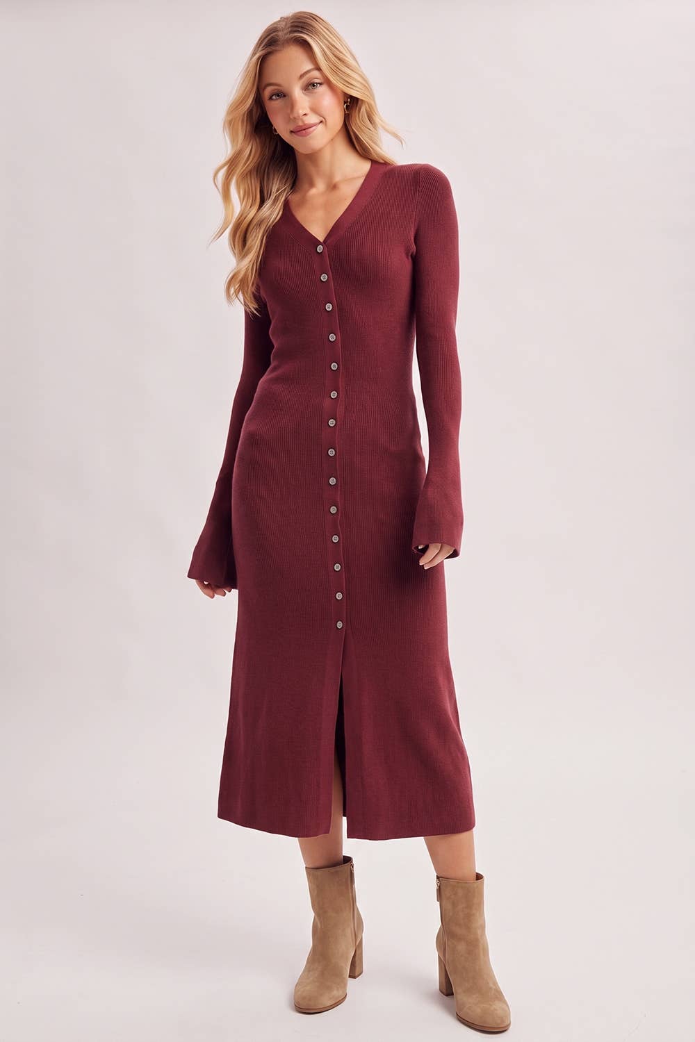 v-Neck Button Down Dress