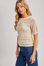 Load image into Gallery viewer, Open Knit Short Sleeve Sweater Top
