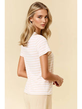 Load image into Gallery viewer, Soft Stripe Boat Neck Short Sleeve Tee 

