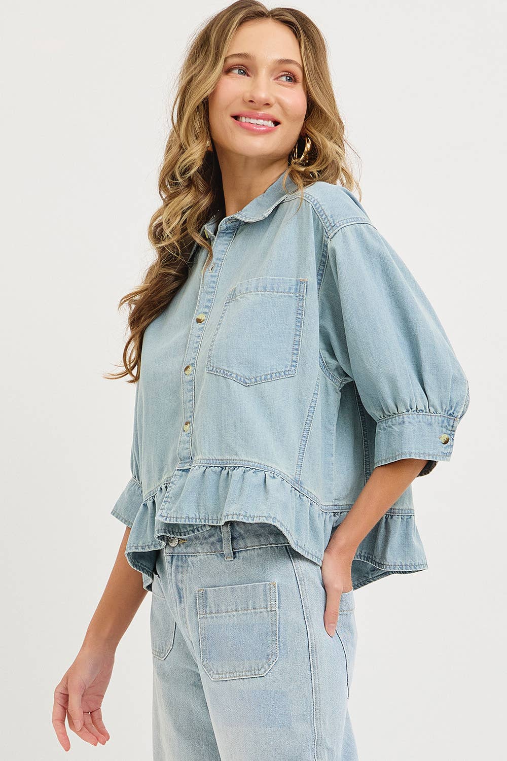 Washed Denim Everyday Chambray Top