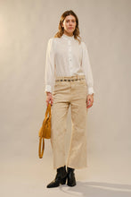 Load image into Gallery viewer, Ruffle Neck Denim Snap Button Shirt
