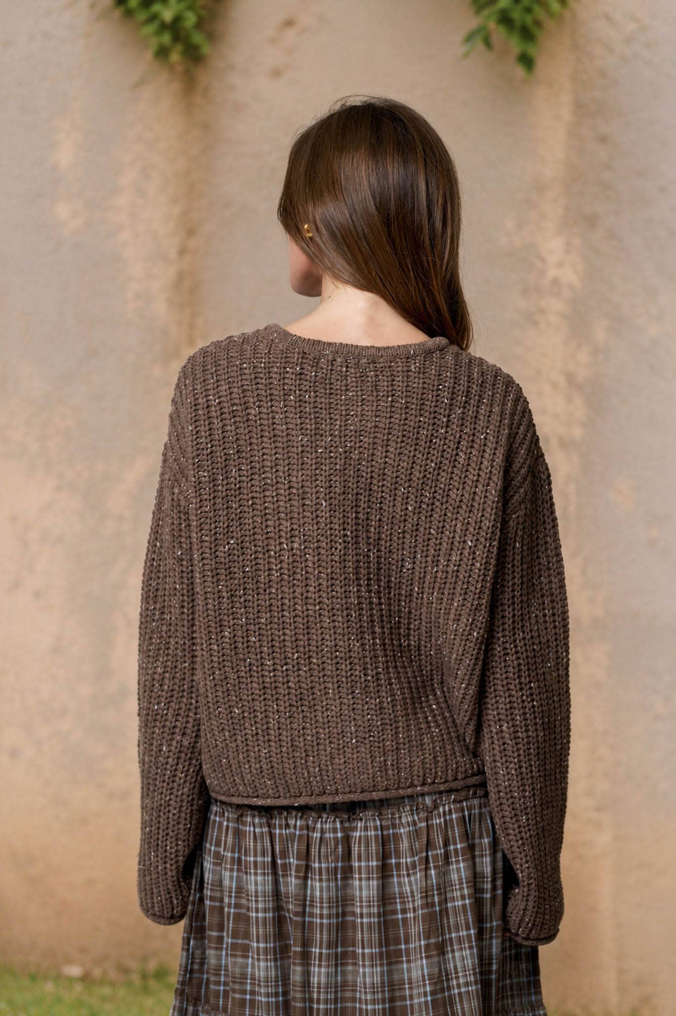 Chunky Brown Raw Edge Cardigan