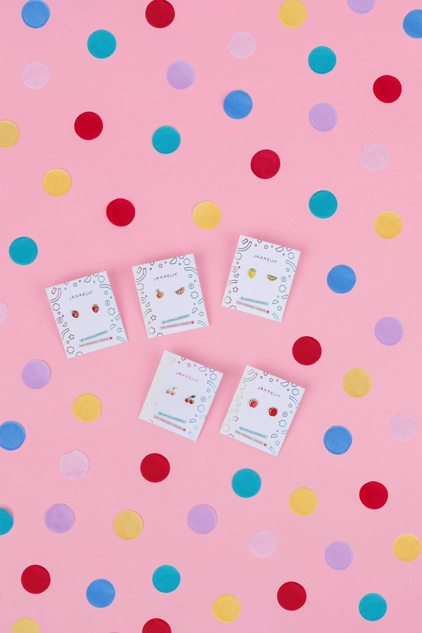 Strawberry Enamel Flat Back Kids Earrings 