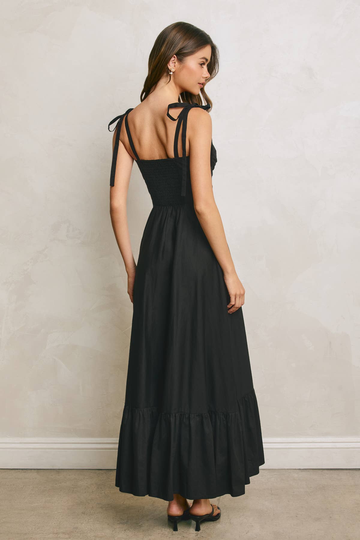 Cotton Poplin Ruched Corset Maxi Dress 