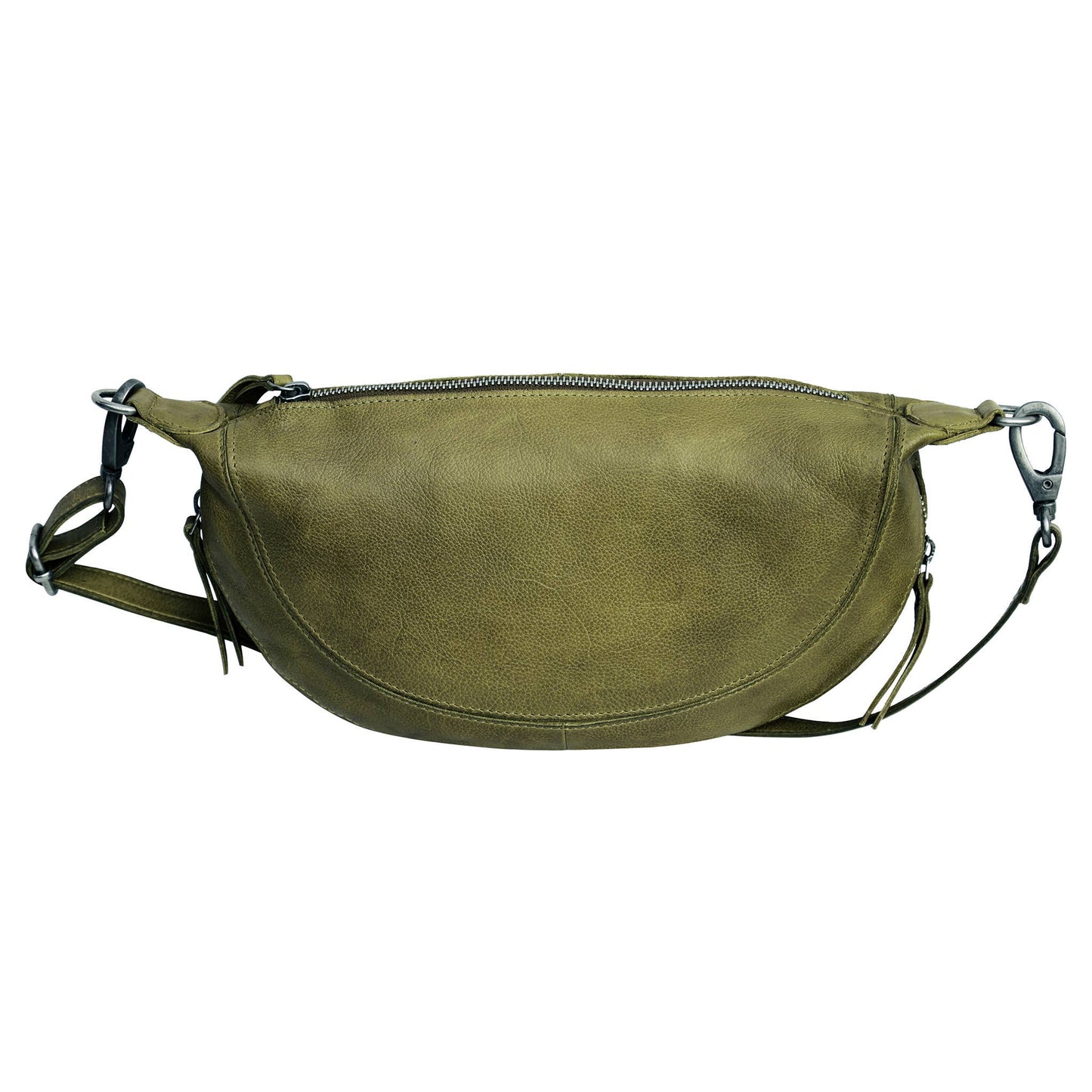 Crosby Handcrafted Leather Sling/Crossbody Bags: Moss