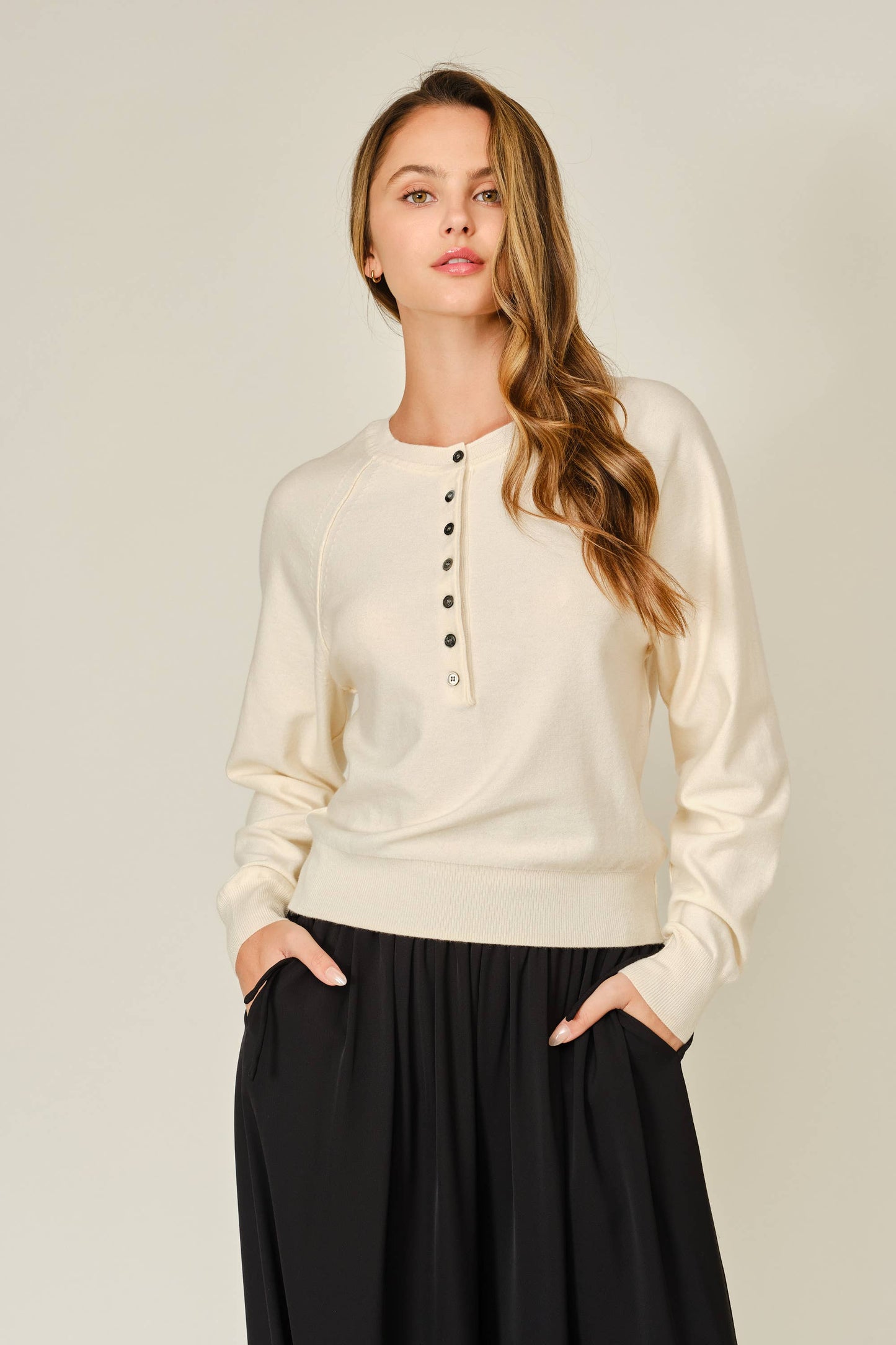 Grey Cashmere Button Down Sweater