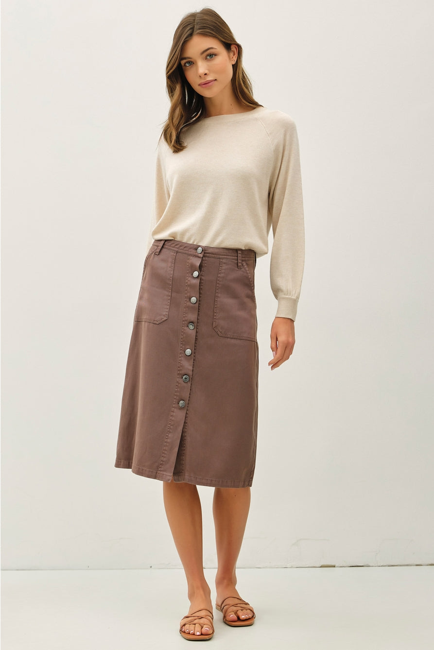 Cocoa Button Up Skirt