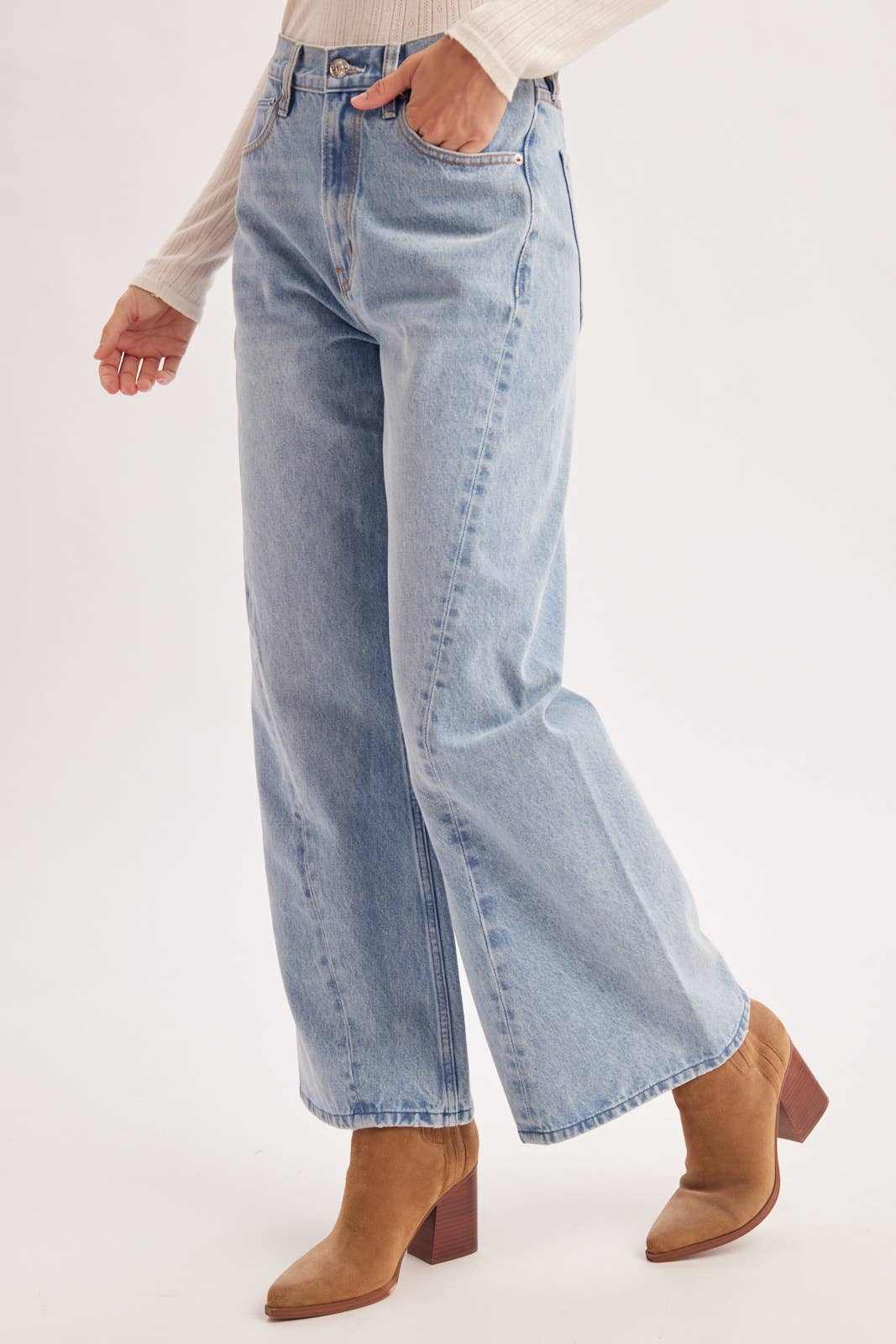 Vintage Wash High Waisted Wide Leg Jeans