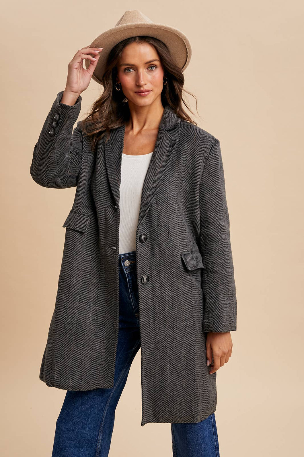 Herringbone Duster Coat