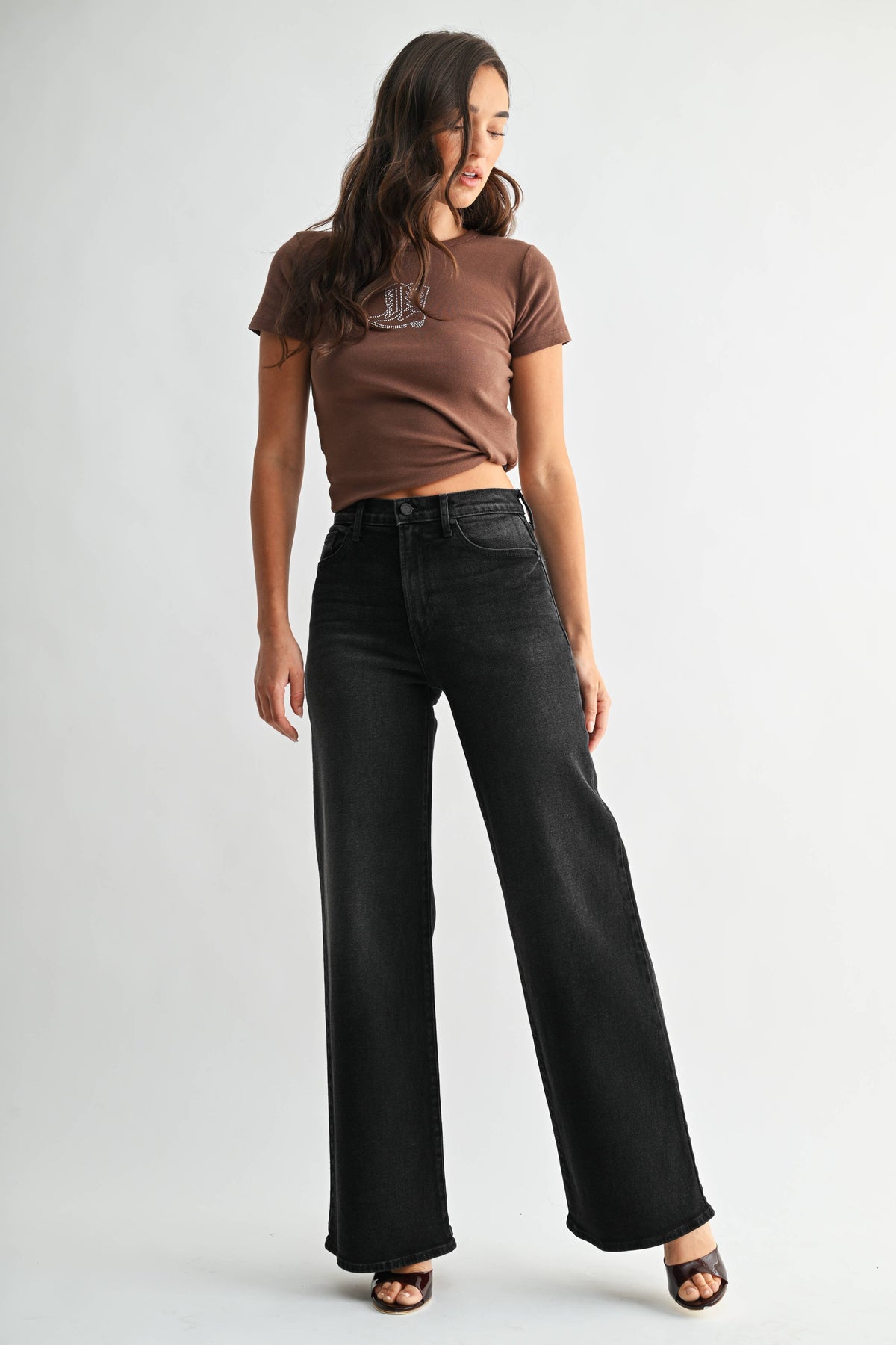 Full Length Palazzo Jean - Washed Black