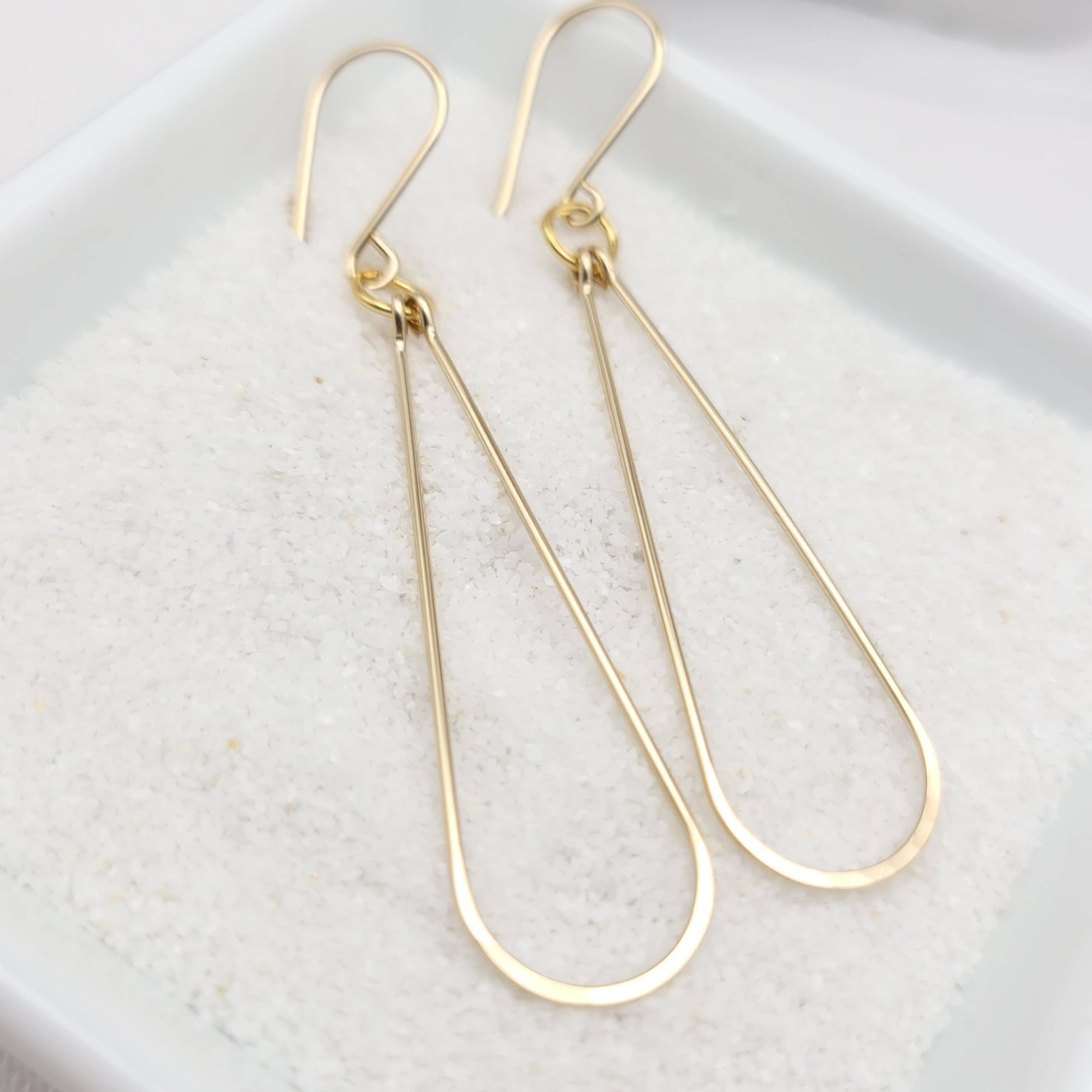 Long Gold Hoops - Handmade Earrings 